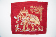 Load image into Gallery viewer, Fabric Red Sacred image Thai Painting Erawan Elephant Gold Picture Wall Art