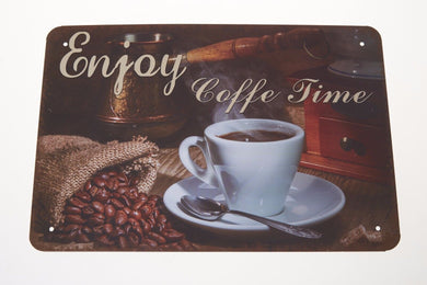 Coffee Image Sign Metal Retro Cafe Poster Tin Plate Shop Decor Plaque Enjoy Art