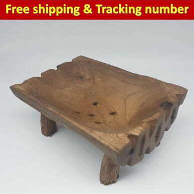 Antique Wooden Bowl Vintage Teak Wood Primitive Rustic Decor Collectible