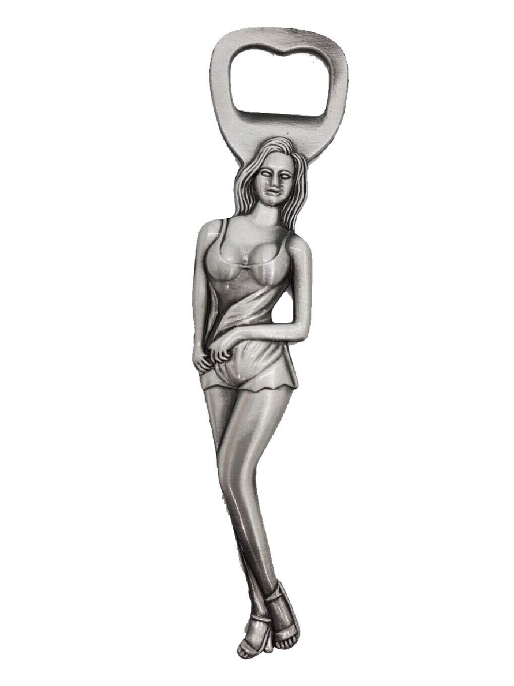 Bottle BEER Opener Girl Figure Collectible Beer Drink Sexy Style Showgirl Silver