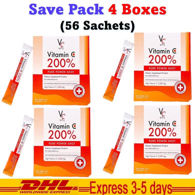 4x VC Vit c Vitamin C 200% 3,000mg Pure Power Shot Brighten Clear Aura Skin