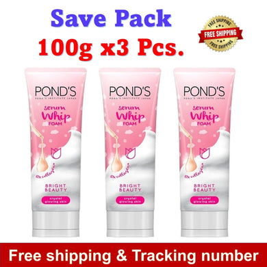 3x100g POND'S Serum Whip Foam Bright Beauty 10x Glow Skin Softening Cleanser