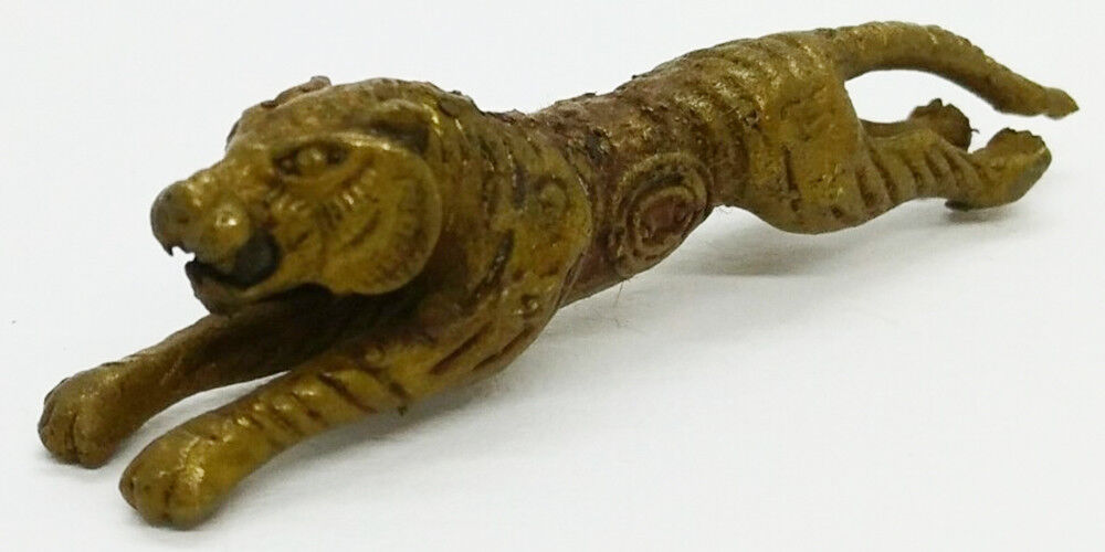 Miniature Amulet Tiger leape Brass Talisman Love Charm Magic Thai Pendant