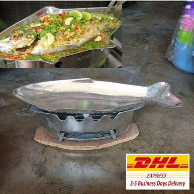 Shabu Hot Pot Fish Shape Plate Tray Stove Top Aluminum Charcoal Restaurant Thai