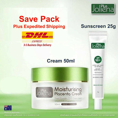 Joliena Plus Placenta Cream & Jolina Plus Sunscreen Set SPF50 PA ++++ Anti Age