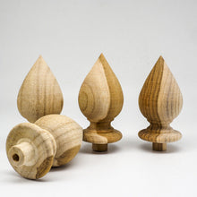 Load image into Gallery viewer, Set 4 x3.25&quot; TeakWood Lotus Shape Drapery Rod Finial Curtain Rail post Cap Furni