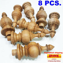 Load image into Gallery viewer, Set 8x 3.25&quot;Teak Wood Finials Replacement for Bed Clock Curtain Rail furniture