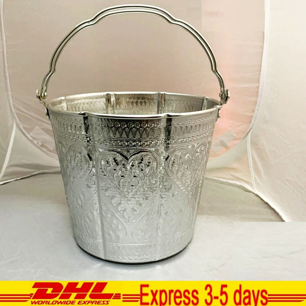 Ice Bucket Aluminum Thai Traditional Pattern Restaurant Kitchenware Container