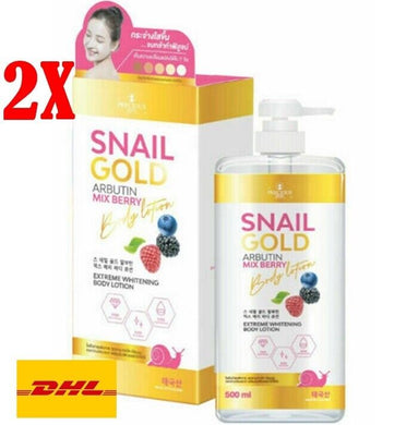 2x Snail GOLD Arbutin Mix Berry Whitening Body Lotion skin discoloration 500 ml
