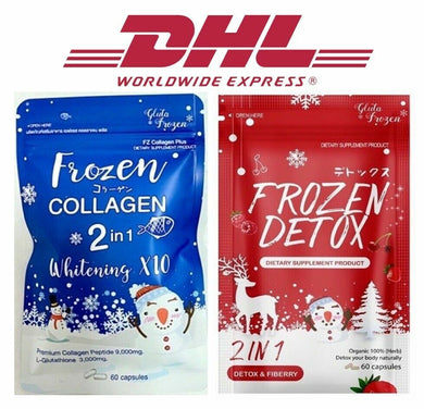 12x Gluta Frozen Collagen 2in1 whitening+Frozen Detox Natural Cleanse skin capsu