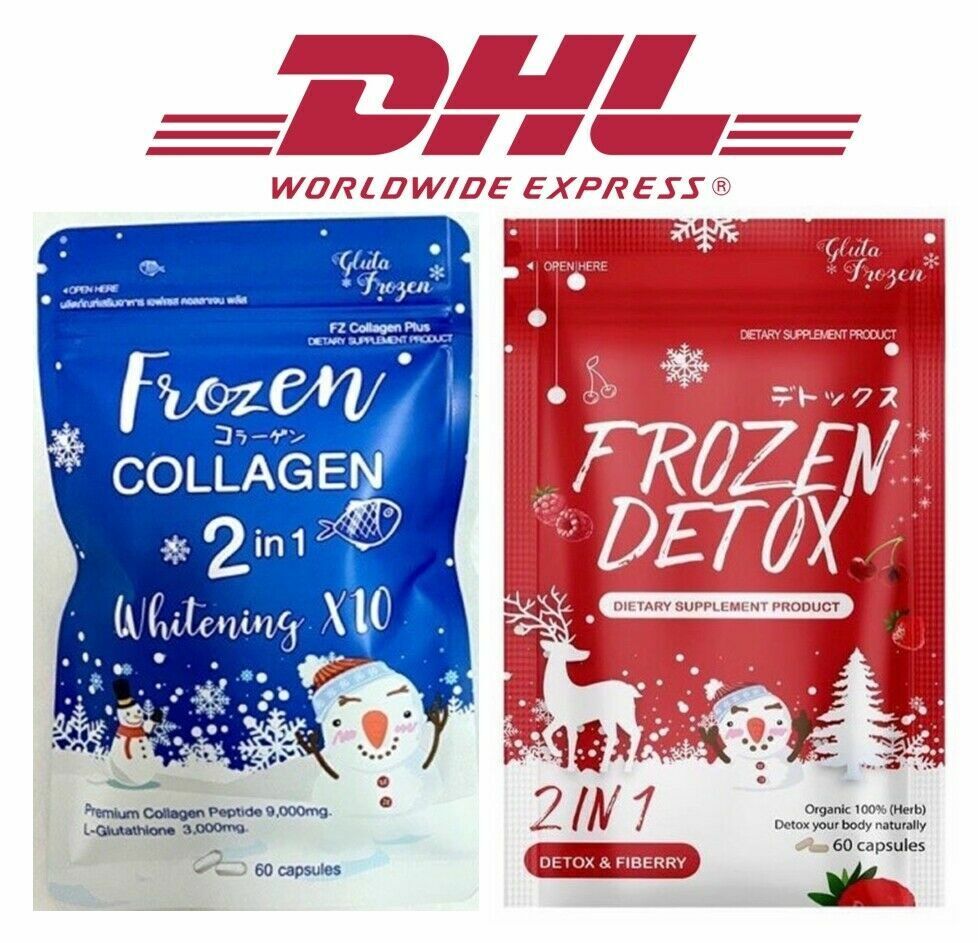 12x Gluta Frozen Collagen 2in1 whitening+Frozen Detox Natural Cleanse skin capsu