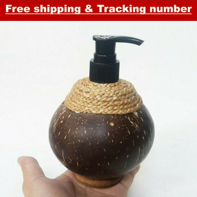 Natural Coconut Shell Bottle Liquid Soap Dispenser Pump Handmade Pump Liquid