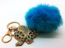 Load image into Gallery viewer, Diamond Elephant Pendant Gold Blue Keychain Bag Accessory Animal Keyring Gift