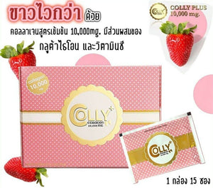 Colly Pink Plus Collagen 10000 mg Strawberry Flavor Supplement Drink Aura Skin