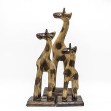 Load image into Gallery viewer, Carved Giraffes Set Wood Hand Crafted Statue Figurine Gift (Set of 3)