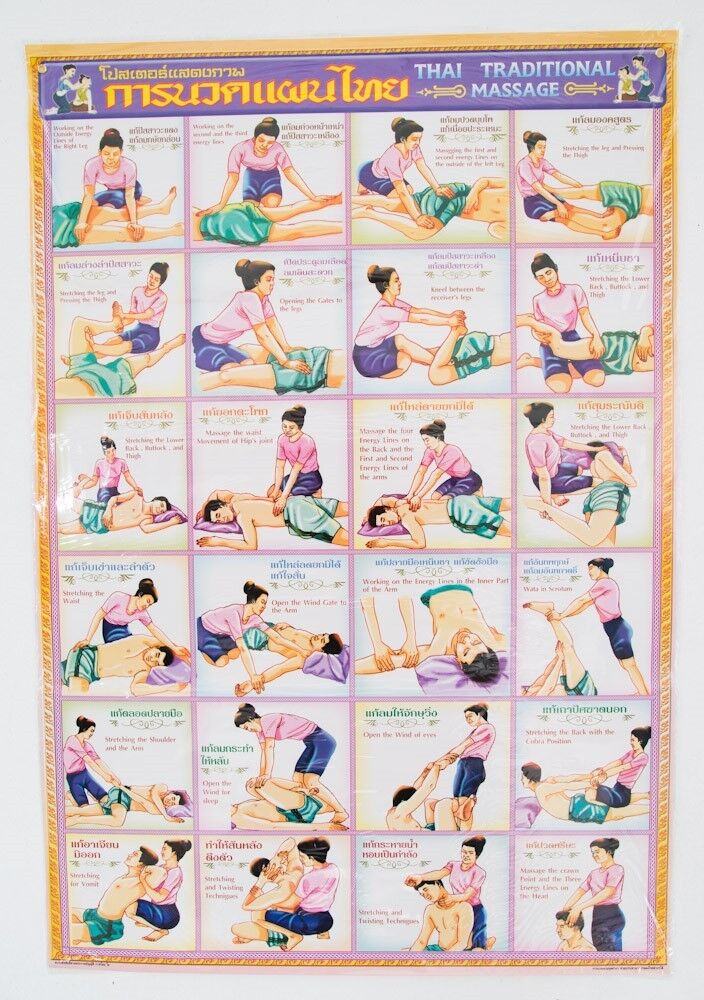 Thai Traditional Massage Poster Sketch Chart Printed Teaching Set Picture Health