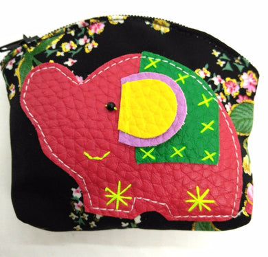 Elephant Mini Cute V14 Purse Sewing Handmade Fabric Thai style colorful pattern