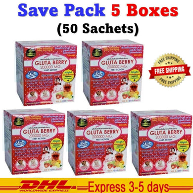5 x Gluta Berry 200000 mg Drink PUNCH Reduce Freckles Aura Skin