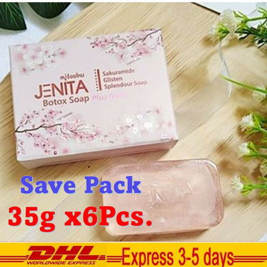 6x Jenita Silk Thread Soap Gluta Plus Reduce Wrinkles Acne Body Soaps Bath Aura