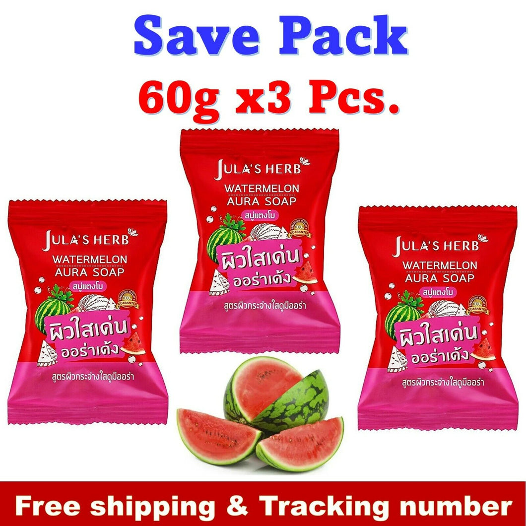3x Jula 's Herb Watermelon Aura Soap Radiant Nourish Skin 60g