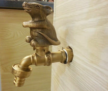 Load image into Gallery viewer, Brass Garden Tap Faucet Mouse Rat Antique Spigot Vintage Water Outdoor Living