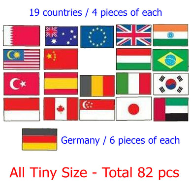 Tiny Iron Patch 19 countries 4pcs of each, Germany 6pcs of each, Total 82 Flags