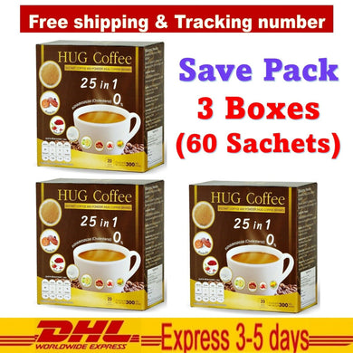 3x Hug Instant Coffee Mix 25 in 1 Powder Arabica Weight Control Health Care