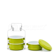 Load image into Gallery viewer, Vintage Lunch Box Bento Enamel Tiffin Food Carrier Color Container Pinto Green