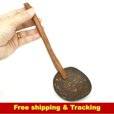 Spoon Handle Made Of Coconut Shell Wood Hand Carved Wooden Natural Thai