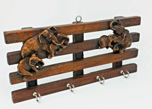 Load image into Gallery viewer, Key Hanger Wall key Teak Wooden elephant Brown Organizer Storage 4 Hooks