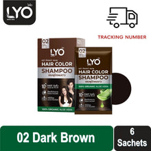 Load image into Gallery viewer, LYO Hair Color Shampoo Cover White Dark Brown Hair Color Long Lasting (6 Sachet)
