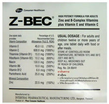 Load image into Gallery viewer, Z-BEC Multivitamins High Potency Formula For Adults Health Sleep Aid 60 Tablets