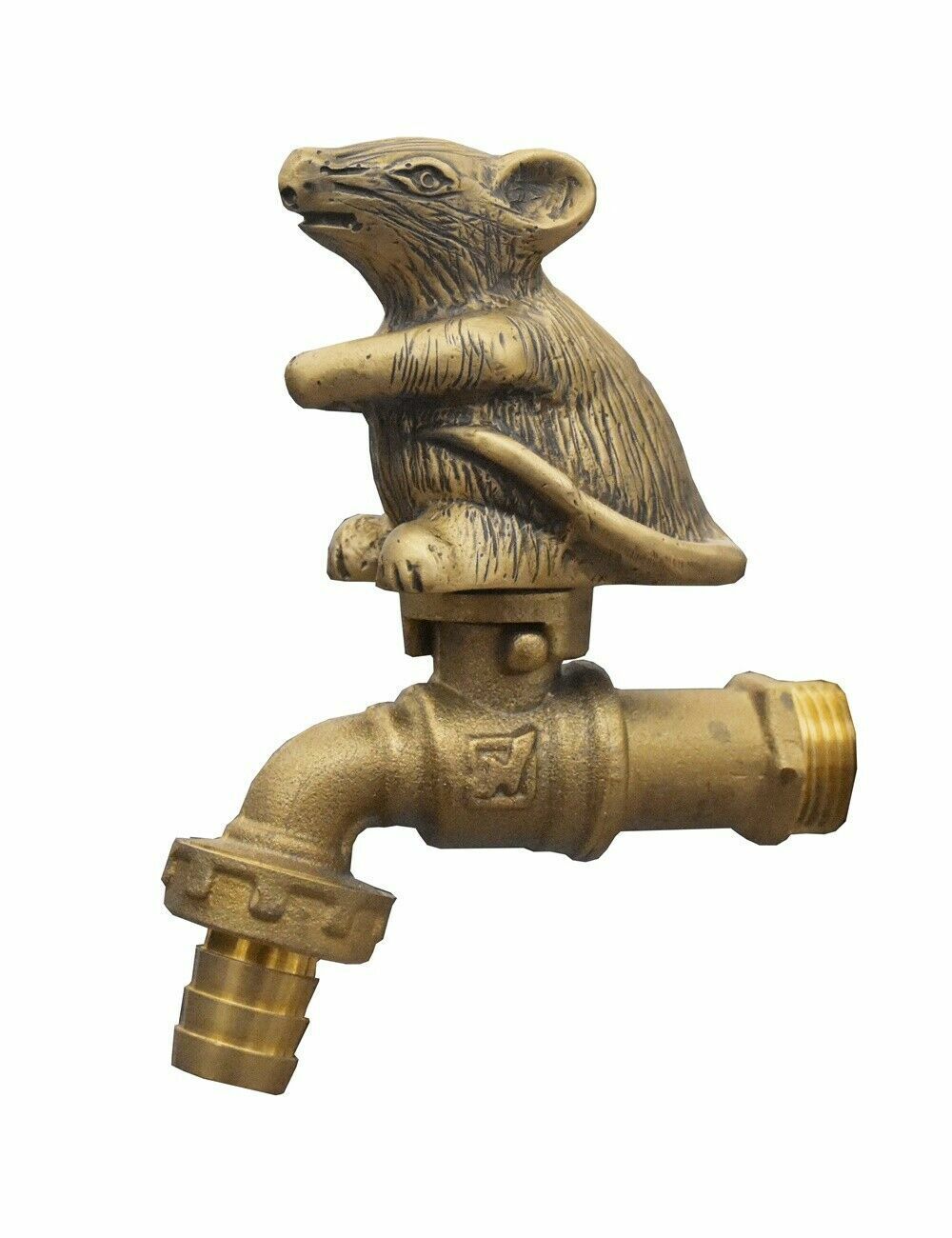 Brass Garden Tap Faucet Mouse Rat Antique Spigot Vintage Water Outdoor Living