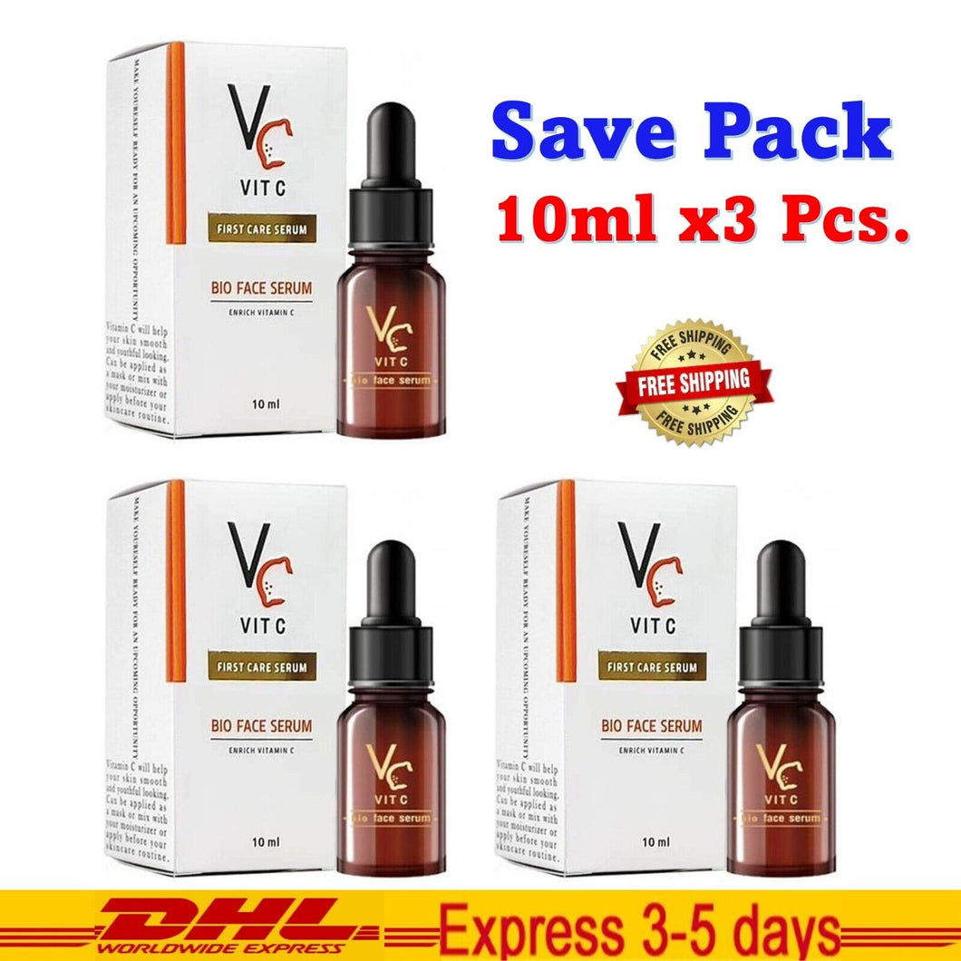 3x10ml VC Vit C Bio Face Serum Build Collagen Radiant Aura Skin Reduce Freckles