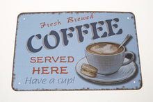 Load image into Gallery viewer, Coffee Shop Metal Sign Retro Cafe Plate Tin Poster Wall Plaque Decor Tin Cup Art