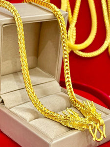 26 " Dragon 22K 23K 24K THAI 5 BAHT YELLOW GOLD GP Necklace Jewelry UNISEX