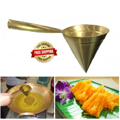Traditional Thai Dessert Equipment Cone Brass Bakery Gold Egg Yolks Thread Mold