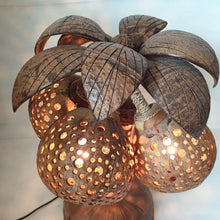 Load image into Gallery viewer, Coconut Tree Sculpture Table Lamp 3 Shades Coconut Shell Tropical Tiki Bar Decor