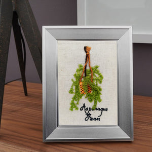 Fabric Embroidery Tapestry Hand Made Asparagus Fern Tree Flower Pot Hang Basket