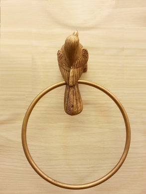 Brass Napkin Bird Towel Ring Hanger Door Wall Spigot Mount Vintage Antique Door