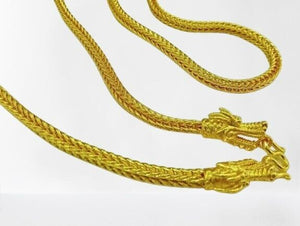 26 " Dragon 22K 23K 24K THAI 5 BAHT YELLOW GOLD GP Necklace Jewelry UNISEX