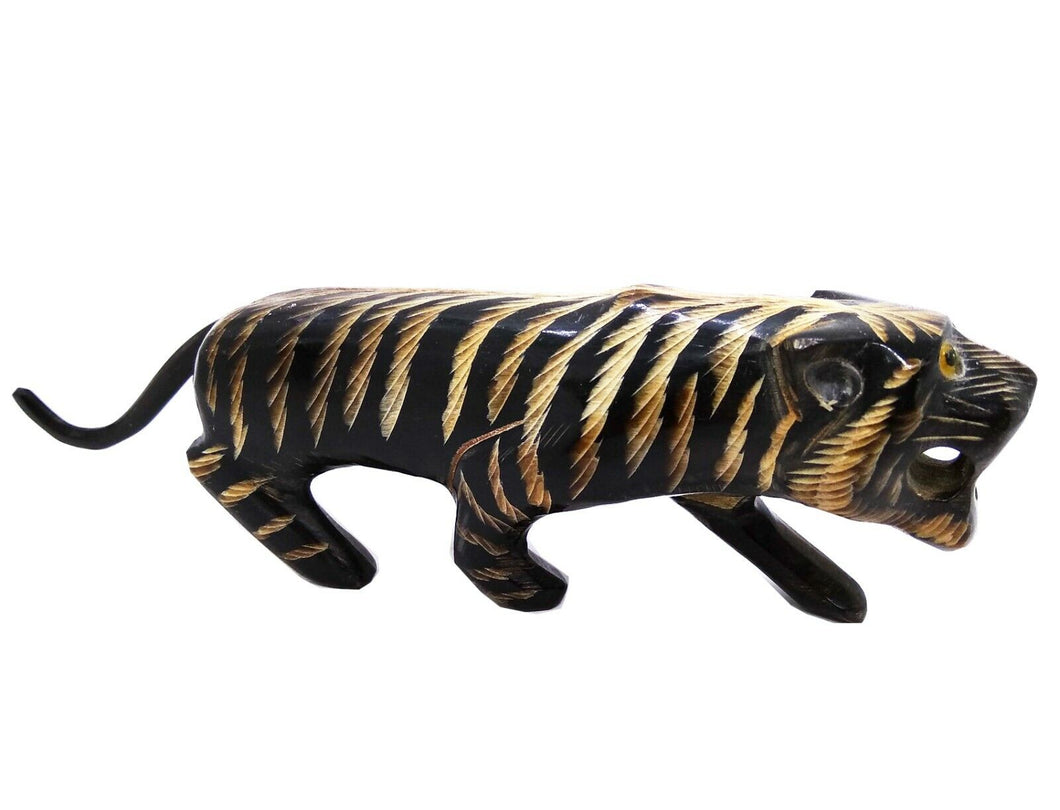 Tiger Buffalo Horn Carved Collectibles Craft Collection Unique Carvings Gift