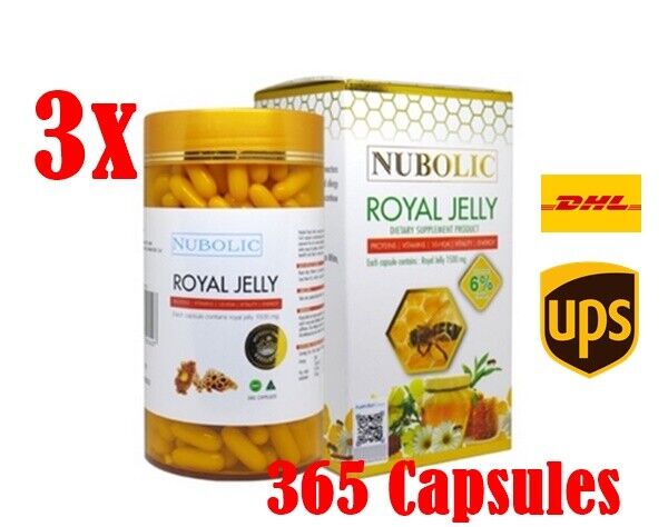 3X Nubolic Royal Jelly 1500 mg Nourish Look Younger anti-aging products 365 Caps