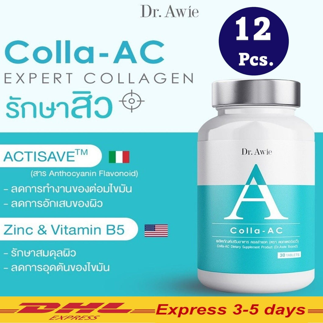 12x Dr.Awie Colla-AC Collagen Reduces Acne Dark Spots Skin Care Expert (30Caps)