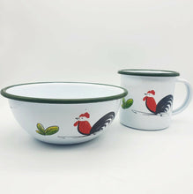 Load image into Gallery viewer, Rare Chicken Enamelware Enamel Mug Cup Bowl Camping Animal Pet Two Pieces Set