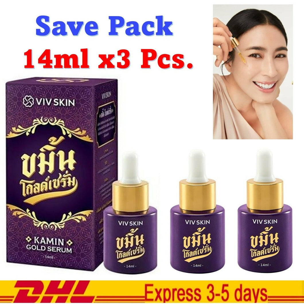 3x Turmeric Gold Serum VIV Skin Thai herbal 24K pure gold smooth natural skin