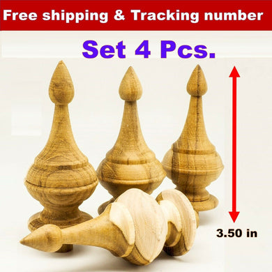 4Pcs Wooden Teak Unpainted finials Antique Clock Furniture Home Decor DIY