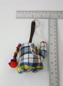 Mini Elephant Fabric Keyring Doll Scotch Pattern Hand sewing charm cute animal