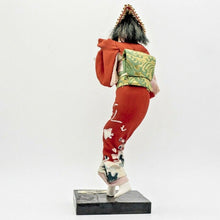 Load image into Gallery viewer, Vintage Japanese Sosaku Kokeshi Wooden Dolls 7.5" Paint Carved Kimono Signed