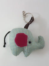 Load image into Gallery viewer, Mini Elephant Fabric Keyring Doll Green Scotch Pattern Hand sewing charm cute